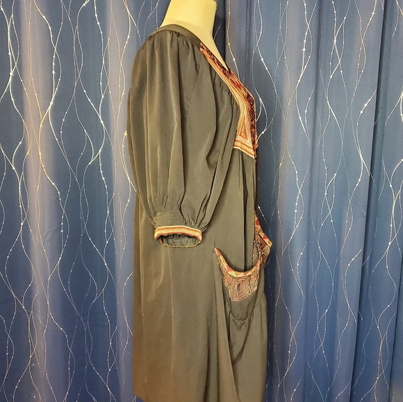 Vintage BOHO CHIC Embroidered Pocketed Tunic Dress - Picture 5 of 7